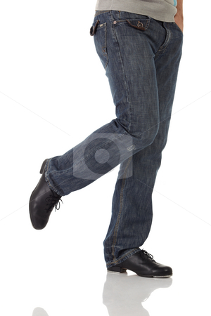 To use this stock image in your creative project, please select the size you need over to the right and click the "Add to Cart" button.
Your downloaded image will come with the Cutcaster watermark removed so don’t worry about the watermark you see on this page. Single tap dancer stock photo, Single male tap dancer wearing jeans showing various steps in studio with white background and reflective floor. Not isolated by Sean Nel