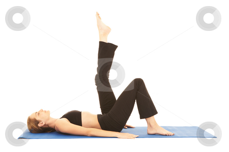 To use this stock image in your creative project, please select the size you need over to the right and click the "Add to Cart" button.
Your downloaded image will come with the Cutcaster watermark removed so don’t worry about the watermark you see on this page. Pilates exercise series stock photo, Fit young brunette pilates instructor showing different exercises on a white background with basic pilates equipment ion a yoga mat. White background, NOT ISOLATED by Sean Nel
