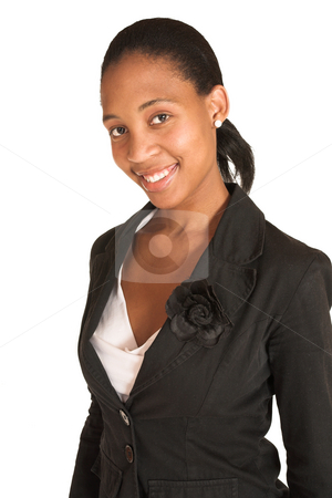 To use this stock image in your creative project, please select the size you need over to the right and click the "Add to Cart" button.
Your downloaded image will come with the Cutcaster watermark removed so don’t worry about the watermark you see on this page. Mida Matsimela #1 stock photo, African business woman dressed in black jacket. by Sean Nel