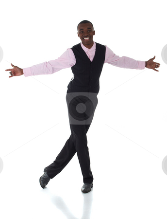 To use this stock image in your creative project, please select the size you need over to the right and click the "Add to Cart" button.
Your downloaded image will come with the Cutcaster watermark removed so don’t worry about the watermark you see on this page. Black African businessman stock photo, Young Adult black african businessman wearing a dark smart-casual outfit without a Jacket, but with a pink shirt and a dark waistcoat on a white background in various poses with various facial expressions. Part of a series, Not Isolated. by Sean Nel