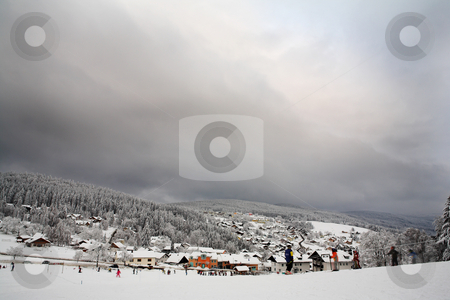 To use this stock image in your creative project, please select the size you need over to the right and click the "Add to Cart" button.
Your downloaded image will come with the Cutcaster watermark removed so don’t worry about the watermark you see on this page. Snow Landscape #7 stock photo, Ski Resort in Kirchberg by Sean Nel