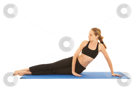 To use this stock image in your creative project, please select the size you need over to the right and click the "Add to Cart" button.
Your downloaded image will come with the Cutcaster watermark removed so don’t worry about the watermark you see on this page. Pilates exercise series stock photo, Fit young brunette pilates instructor showing different exercises on a white background a blue yoga mat. White background NOT ISOLATED by Sean Nel