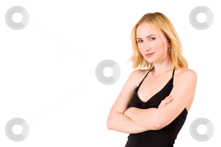 To use this stock image in your creative project, please select the size you need over to the right and click the "Add to Cart" button.
Your downloaded image will come with the Cutcaster watermark removed so don’t worry about the watermark you see on this page. Lena Talberg #9 stock photo, Business woman in black top standing with arms crossed by Sean Nel