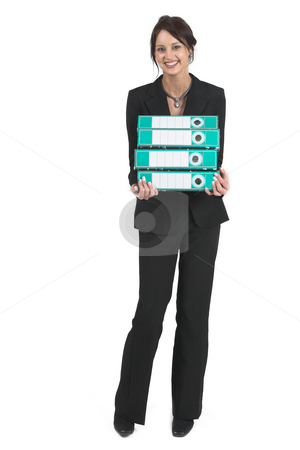 To use this stock image in your creative project, please select the size you need over to the right and click the "Add to Cart" button.
Your downloaded image will come with the Cutcaster watermark removed so don’t worry about the watermark you see on this page. Businesslady #77 stock photo, Dark haired business woman with Lever arch files - Looking up by Sean Nel