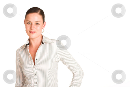 To use this stock image in your creative project, please select the size you need over to the right and click the "Add to Cart" button.
Your downloaded image will come with the Cutcaster watermark removed so don’t worry about the watermark you see on this page. Business Woman #34 stock photo, Business woman dressed in a white pinstripe shirt. Copy space by Sean Nel