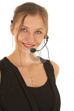 To use this stock image in your creative project, please select the size you need over to the right and click the "Add to Cart" button.
Your downloaded image will come with the Cutcaster watermark removed so don’t worry about the watermark you see on this page. Young caucasian businesswoman stock photo, Young adult brunette businesswoman in a black office outfit on a white background with a telephone headset by Sean Nel