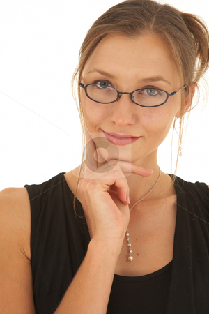 To use this stock image in your creative project, please select the size you need over to the right and click the "Add to Cart" button.
Your downloaded image will come with the Cutcaster watermark removed so don’t worry about the watermark you see on this page. Beautiful Caucasian businesswoman stock photo, Portrait of a beautiful young Caucasian businesswoman with glasses on white background. NOT ISOLATED by Sean Nel