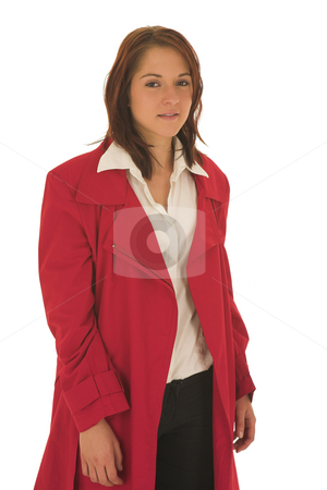 To use this stock image in your creative project, please select the size you need over to the right and click the "Add to Cart" button.
Your downloaded image will come with the Cutcaster watermark removed so don’t worry about the watermark you see on this page. Business Woman stock photo, Business woman with brown hair, dressed in a white shirt with red overcoat by Sean Nel