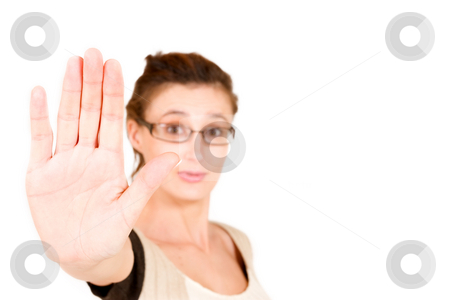 To use this stock image in your creative project, please select the size you need over to the right and click the "Add to Cart" button.
Your downloaded image will come with the Cutcaster watermark removed so don’t worry about the watermark you see on this page. Business Lady #107 stock photo, Business woman with glasses, holing hand up by Sean Nel