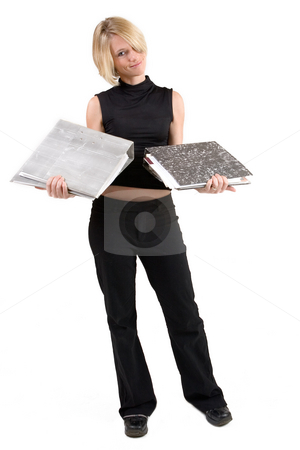 To use this stock image in your creative project, please select the size you need over to the right and click the "Add to Cart" button.
Your downloaded image will come with the Cutcaster watermark removed so don’t worry about the watermark you see on this page. Businesswoman #44 stock photo, Business woman in black outfit with files by Sean Nel