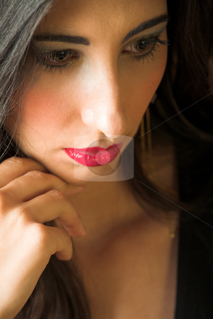 To use this stock image in your creative project, please select the size you need over to the right and click the "Add to Cart" button.
Your downloaded image will come with the Cutcaster watermark removed so don’t worry about the watermark you see on this page. Italian adult woman stock photo, Beautiful young sexy adult Italian woman with long black hair, in formal black dress ? Hard light, high key by Sean Nel