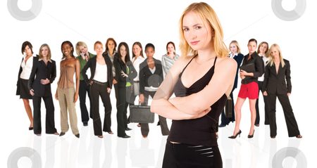 To use this stock image in your creative project, please select the size you need over to the right and click the "Add to Cart" button.
Your downloaded image will come with the Cutcaster watermark removed so don’t worry about the watermark you see on this page. Business group of isolated woman only stock photo, A group of young modern businesswoman of different ethnicity and backgrounds, isolated on white. The background is blurred by Sean Nel