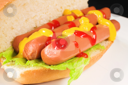 To use this stock image in your creative project, please select the size you need over to the right and click the "Add to Cart" button.
Your downloaded image will come with the Cutcaster watermark removed so don’t worry about the watermark you see on this page. Food #27 stock photo, A hot dog covered in tomato sauce and mustard on a white plate by Sean Nel