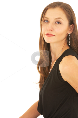 To use this stock image in your creative project, please select the size you need over to the right and click the "Add to Cart" button.
Your downloaded image will come with the Cutcaster watermark removed so don’t worry about the watermark you see on this page. Sexy brunette businesswoman stock photo, Sexy young adult Caucasian businesswoman in a formal black dress on a white background, not isolated by Sean Nel