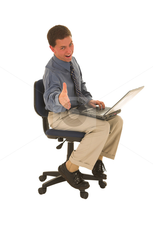To use this stock image in your creative project, please select the size you need over to the right and click the "Add to Cart" button.
Your downloaded image will come with the Cutcaster watermark removed so don’t worry about the watermark you see on this page. Businessman #49 stock photo, Man sitting on chair working on laptop. by Sean Nel