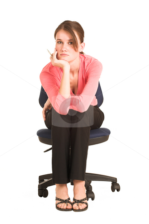 To use this stock image in your creative project, please select the size you need over to the right and click the "Add to Cart" button.
Your downloaded image will come with the Cutcaster watermark removed so don’t worry about the watermark you see on this page. Businesswoman #410 stock photo, Brunette business lady in pink top. Sitting on an office chair by Sean Nel