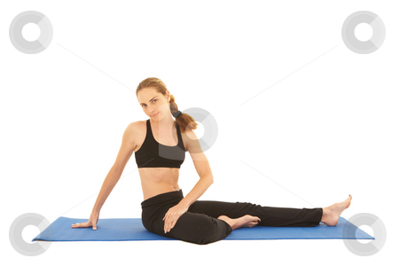 To use this stock image in your creative project, please select the size you need over to the right and click the "Add to Cart" button.
Your downloaded image will come with the Cutcaster watermark removed so don’t worry about the watermark you see on this page. Pilates exercise series stock photo, Fit young brunette pilates instructor showing different exercises on a white background a blue yoga mat. White background NOT ISOLATED by Sean Nel