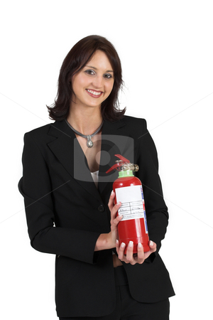 To use this stock image in your creative project, please select the size you need over to the right and click the "Add to Cart" button.
Your downloaded image will come with the Cutcaster watermark removed so don’t worry about the watermark you see on this page. Luzaan Roodt #14 stock photo, Business woman in formal black suit, holding fire extinguisher by Sean Nel