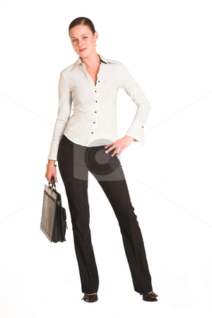 To use this stock image in your creative project, please select the size you need over to the right and click the "Add to Cart" button.
Your downloaded image will come with the Cutcaster watermark removed so don’t worry about the watermark you see on this page. Business Woman #27 stock photo, Business woman dressed in a white pinstripe shirt. Holding leather suitcase by Sean Nel
