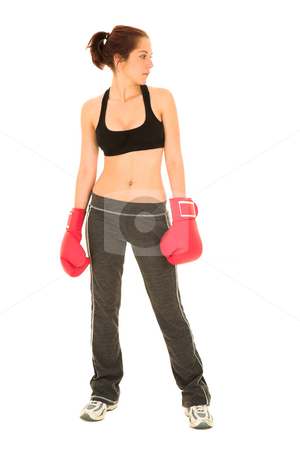 To use this stock image in your creative project, please select the size you need over to the right and click the "Add to Cart" button.
Your downloaded image will come with the Cutcaster watermark removed so don’t worry about the watermark you see on this page. Sexy brunette fitness woman stock photo, Sexy young adult Caucasian woman in a black training wear with boxing gloves. NOT ISOLATED by Sean Nel