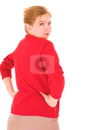 To use this stock image in your creative project, please select the size you need over to the right and click the "Add to Cart" button.
Your downloaded image will come with the Cutcaster watermark removed so don’t worry about the watermark you see on this page. Sexy blonde businesswoman stock photo, Sexy young adult Caucasian businesswoman in Red top and pencil skirt on a white background. NOT ISOLATED by Sean Nel