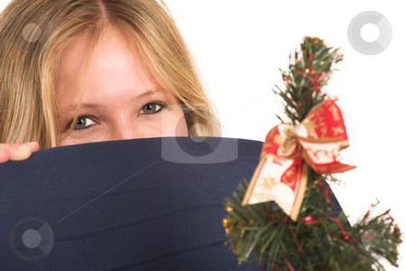 To use this stock image in your creative project, please select the size you need over to the right and click the "Add to Cart" button.
Your downloaded image will come with the Cutcaster watermark removed so don’t worry about the watermark you see on this page. Business Woman #512 stock photo, Blond Business Woman, looking over chair top, Christmas tree on chair by Sean Nel