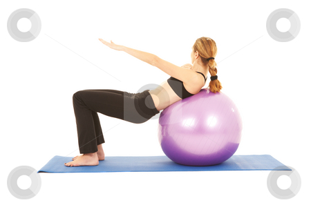To use this stock image in your creative project, please select the size you need over to the right and click the "Add to Cart" button.
Your downloaded image will come with the Cutcaster watermark removed so don’t worry about the watermark you see on this page. Pilates exercise series stock photo, Fit young brunette pilates instructor showing different exercises on a white background with basic pilates equipment including a ball and yoga mat. White background, not isolated by Sean Nel