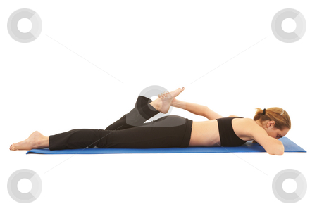 To use this stock image in your creative project, please select the size you need over to the right and click the "Add to Cart" button.
Your downloaded image will come with the Cutcaster watermark removed so don’t worry about the watermark you see on this page. Pilates exercise series stock photo, Fit young brunette pilates instructor showing different exercises on a white background a blue yoga mat. White background NOT ISOLATED by Sean Nel