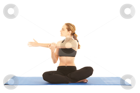 To use this stock image in your creative project, please select the size you need over to the right and click the "Add to Cart" button.
Your downloaded image will come with the Cutcaster watermark removed so don’t worry about the watermark you see on this page. Pilates exercise series stock photo, Fit young brunette pilates instructor showing different exercises on a white background with basic pilates equipment ion a yoga mat. White background, NOT ISOLATED by Sean Nel