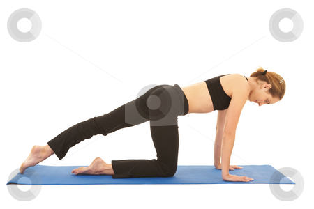 To use this stock image in your creative project, please select the size you need over to the right and click the "Add to Cart" button.
Your downloaded image will come with the Cutcaster watermark removed so don’t worry about the watermark you see on this page. Pilates exercise series stock photo, Fit young brunette pilates instructor showing different exercises on a white background a blue yoga mat. White background NOT ISOLATED by Sean Nel