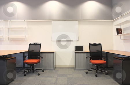 To use this stock image in your creative project, please select the size you need over to the right and click the "Add to Cart" button.
Your downloaded image will come with the Cutcaster watermark removed so don’t worry about the watermark you see on this page. Interior of a new office stock photo, Empty office with new modern office furniture, including desks, cupboards, filing cabinets and chairs. Two orange chairs facing out. HDR type image by Sean Nel