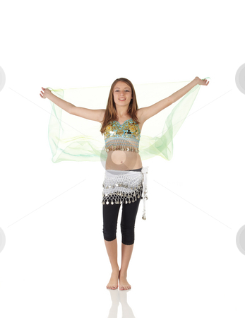 To use this stock image in your creative project, please select the size you need over to the right and click the "Add to Cart" button.
Your downloaded image will come with the Cutcaster watermark removed so don’t worry about the watermark you see on this page. Young belly dancing girl stock photo, Young Caucasian belly dancing girl in beautiful decorated clothes on white background and reflective floor. Not isolated by Sean Nel