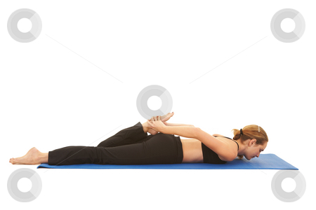 To use this stock image in your creative project, please select the size you need over to the right and click the "Add to Cart" button.
Your downloaded image will come with the Cutcaster watermark removed so don’t worry about the watermark you see on this page. Pilates exercise series stock photo, Fit young brunette pilates instructor showing different exercises on a white background a blue yoga mat. White background NOT ISOLATED by Sean Nel