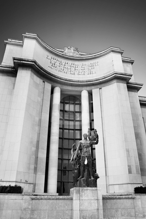 To use this stock image in your creative project, please select the size you need over to the right and click the "Add to Cart" button.
Your downloaded image will come with the Cutcaster watermark removed so don’t worry about the watermark you see on this page. Paris #60 stock photo, A statue in front of a old building in Paris, France. Black and white. Copy space. by Sean Nel