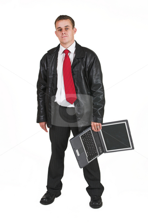 To use this stock image in your creative project, please select the size you need over to the right and click the "Add to Cart" button.
Your downloaded image will come with the Cutcaster watermark removed so don’t worry about the watermark you see on this page. Business man #10 stock photo, Business man in a suit with a notebook computer by Sean Nel