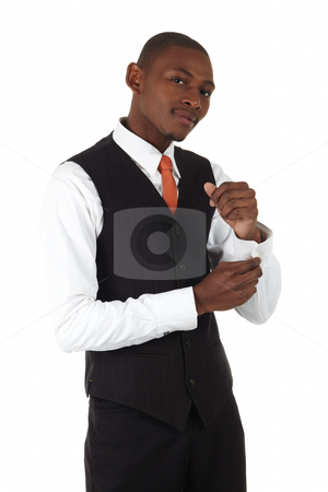 To use this stock image in your creative project, please select the size you need over to the right and click the "Add to Cart" button.
Your downloaded image will come with the Cutcaster watermark removed so don’t worry about the watermark you see on this page. Black African Businessman stock photo, Young black african businessman in a formal suite and on a white background - NOT ISOLATED by Sean Nel