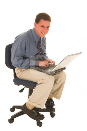 To use this stock image in your creative project, please select the size you need over to the right and click the "Add to Cart" button.
Your downloaded image will come with the Cutcaster watermark removed so don’t worry about the watermark you see on this page. Businessman #47 stock photo, Man sitting on chair working on a laptop. by Sean Nel