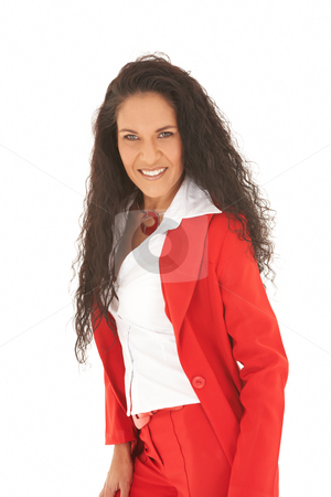 To use this stock image in your creative project, please select the size you need over to the right and click the "Add to Cart" button.
Your downloaded image will come with the Cutcaster watermark removed so don’t worry about the watermark you see on this page. Young adult businesswoman stock photo, Young adult Caucasian businesswoman wearing a red suit with long brown hair. NOT ISOLATED by Sean Nel