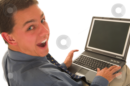To use this stock image in your creative project, please select the size you need over to the right and click the "Add to Cart" button.
Your downloaded image will come with the Cutcaster watermark removed so don’t worry about the watermark you see on this page. Businessman #65 stock photo, Man working on laptop. by Sean Nel