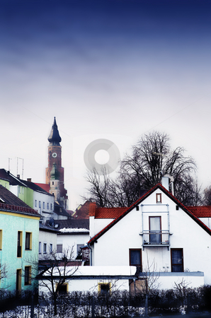 To use this stock image in your creative project, please select the size you need over to the right and click the "Add to Cart" button.
Your downloaded image will come with the Cutcaster watermark removed so don’t worry about the watermark you see on this page. Straubing #17 stock photo, Basilica of St Jacob overlooking the Town of Straubing, Bavaria, Germany by Sean Nel