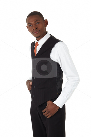 To use this stock image in your creative project, please select the size you need over to the right and click the "Add to Cart" button.
Your downloaded image will come with the Cutcaster watermark removed so don’t worry about the watermark you see on this page. Black African Businessman stock photo, Young black african businessman in a formal suite and on a white background - NOT ISOLATED by Sean Nel