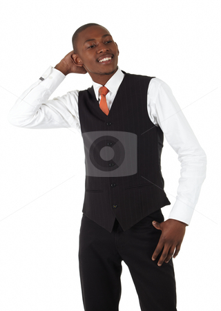 To use this stock image in your creative project, please select the size you need over to the right and click the "Add to Cart" button.
Your downloaded image will come with the Cutcaster watermark removed so don’t worry about the watermark you see on this page. Black African Businessman stock photo, Young black african businessman in a formal suite and on a white background - NOT ISOLATED by Sean Nel