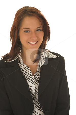 To use this stock image in your creative project, please select the size you need over to the right and click the "Add to Cart" button.
Your downloaded image will come with the Cutcaster watermark removed so don’t worry about the watermark you see on this page. Business Woman stock photo, Business woman with brown hair, dressed in a white shirt with black stripes by Sean Nel