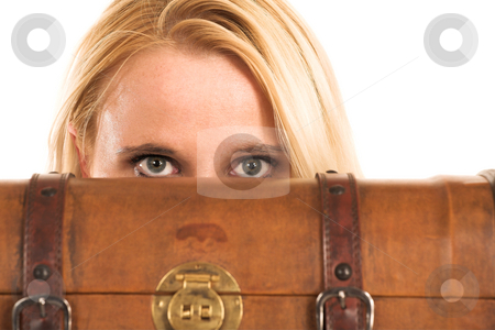To use this stock image in your creative project, please select the size you need over to the right and click the "Add to Cart" button.
Your downloaded image will come with the Cutcaster watermark removed so don’t worry about the watermark you see on this page. Business Woman #363 stock photo, Blond business woman. Peeking over an old suitcase by Sean Nel