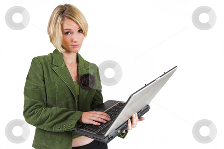 To use this stock image in your creative project, please select the size you need over to the right and click the "Add to Cart" button.
Your downloaded image will come with the Cutcaster watermark removed so don’t worry about the watermark you see on this page. Business Lady #12 stock photo, Blond Business woman with notebook computer by Sean Nel