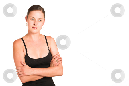To use this stock image in your creative project, please select the size you need over to the right and click the "Add to Cart" button.
Your downloaded image will come with the Cutcaster watermark removed so don’t worry about the watermark you see on this page. Business Woman #42 stock photo, Business woman dressed in black top. copy space by Sean Nel