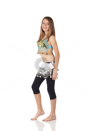 To use this stock image in your creative project, please select the size you need over to the right and click the "Add to Cart" button.
Your downloaded image will come with the Cutcaster watermark removed so don’t worry about the watermark you see on this page. Young belly dancing girl stock photo, Young Caucasian belly dancing girl in beautiful decorated clothes on white background and reflective floor. Not isolated by Sean Nel