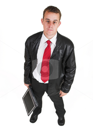 To use this stock image in your creative project, please select the size you need over to the right and click the "Add to Cart" button.
Your downloaded image will come with the Cutcaster watermark removed so don’t worry about the watermark you see on this page. Business man #11 stock photo, Business man in a suit with a notebook computer - Top view by Sean Nel