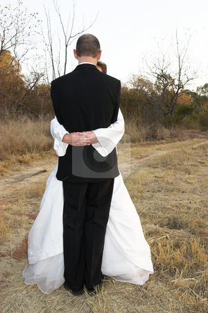 To use this stock image in your creative project, please select the size you need over to the right and click the "Add to Cart" button.
Your downloaded image will come with the Cutcaster watermark removed so don’t worry about the watermark you see on this page. Wedding #12 stock photo, Bridal couple standing on a dirt road in an embrace by Sean Nel