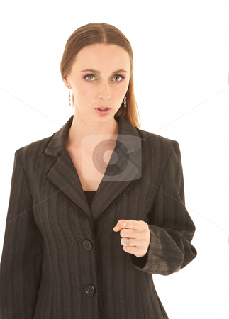 To use this stock image in your creative project, please select the size you need over to the right and click the "Add to Cart" button.
Your downloaded image will come with the Cutcaster watermark removed so don’t worry about the watermark you see on this page. Sexy brunette businesswoman stock photo, Sexy young adult Caucasian businesswoman in a black sexy business suit on a white background. She has modern make-up on her eyes by Sean Nel
